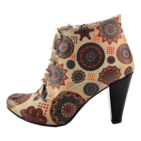 🌟 Goby || 3.5" Mandala Heel Ankle Boots - Picture 3 of 8